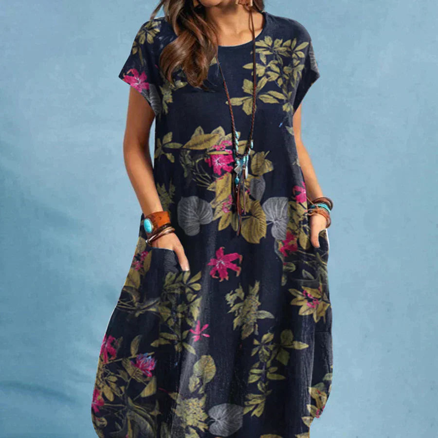 Women's Floral Print Dress Loose Fit - Vonnera