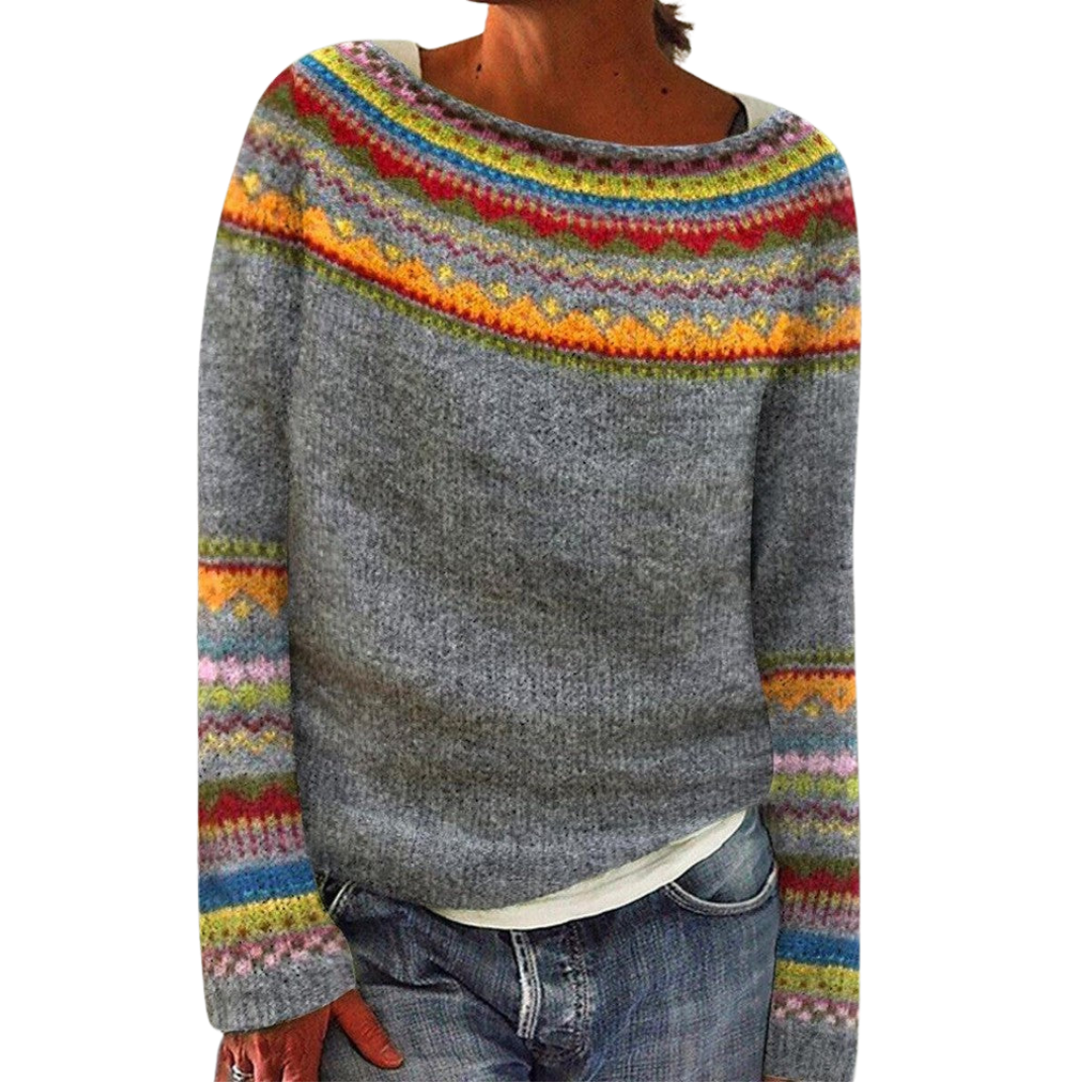 Women's Fair Isle Sweater Relaxed Fit Cozy Warm - Vonnera