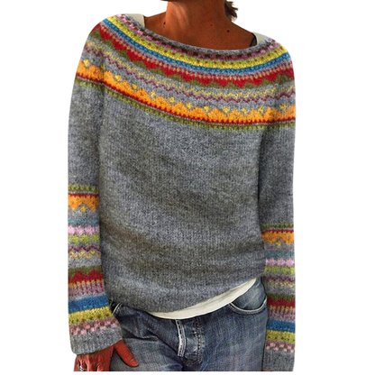 Women's Fair Isle Sweater Relaxed Fit Warm - Vonnera