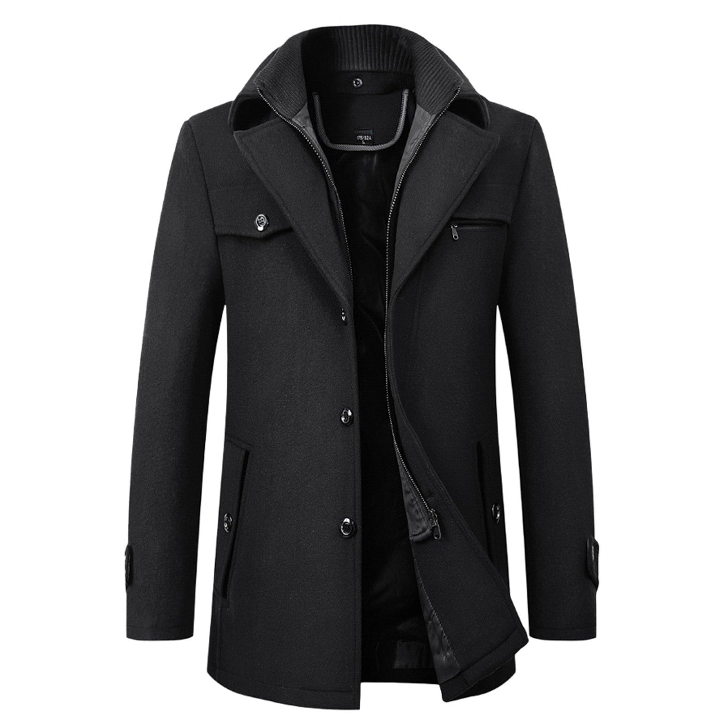Elegant Double Collar Wool Coat