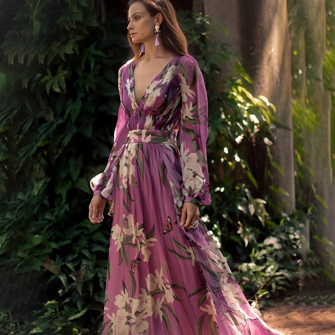 Women's Floral Chiffon Dress Lightweight Flowy - Vonnera