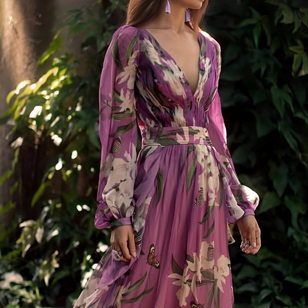Women's Floral Chiffon Dress Lightweight Flowy