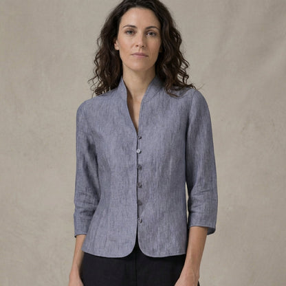 Women's Mandarin Collar Blouse Elegant Cotton