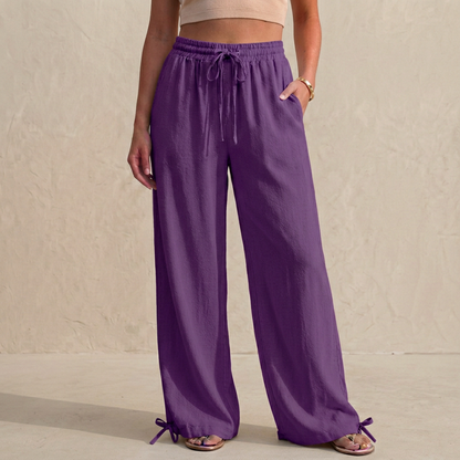 Women's Wide Leg Trousers Drawstring Ankle Tie