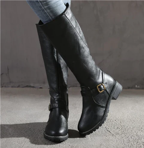 Women's Slip On Boots Buckle Strap - Vonnera