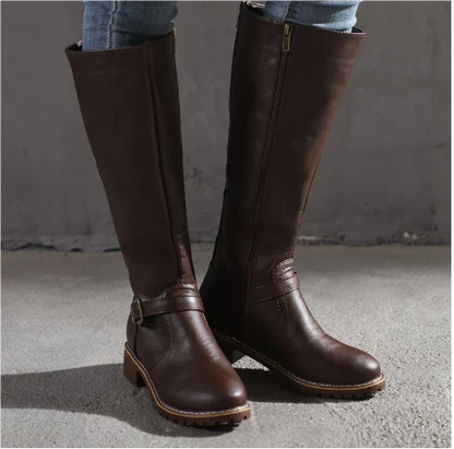 Women's Slip On Boots Buckle Strap