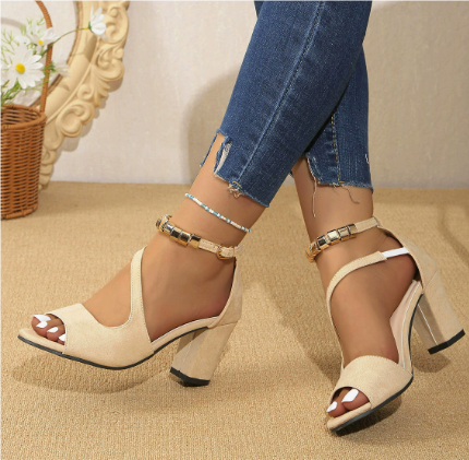 Women's Open Toe Block Heel Ankle Strap Sandals - Vonnera