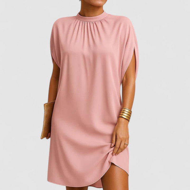 Women's Mock Neck Batwing Midi Dress - Vonnera