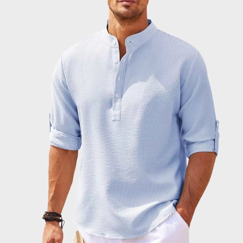 Men's Relaxed Fit Henley Shirt Waffle Texture Casual - Vonnera