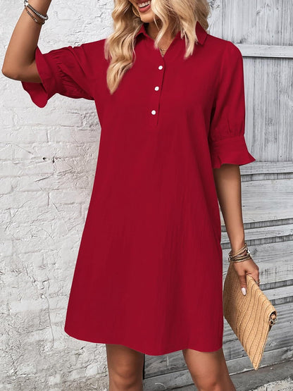 Women's 3/4 Sleeve Shirt Dress Knee Length