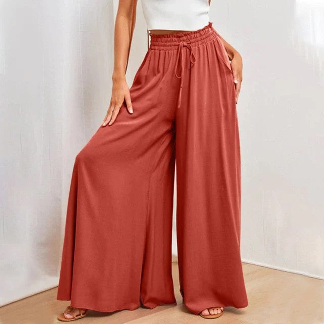 Women's High Waist Wide Leg Smocked Pants