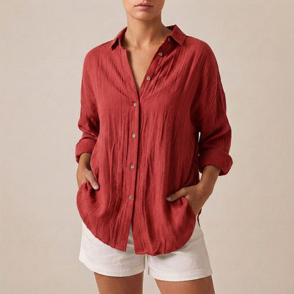 Linen Longline Shirt Relaxed Fit Pleated