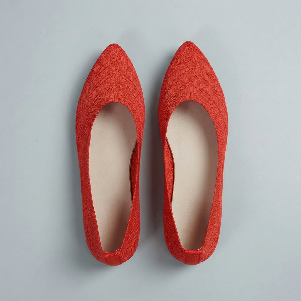 Women's Textured Knit Slip-On Flats Pointed Toe Black