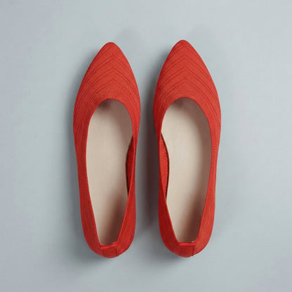Women's Textured Knit Slip-On Flats Pointed Toe Black