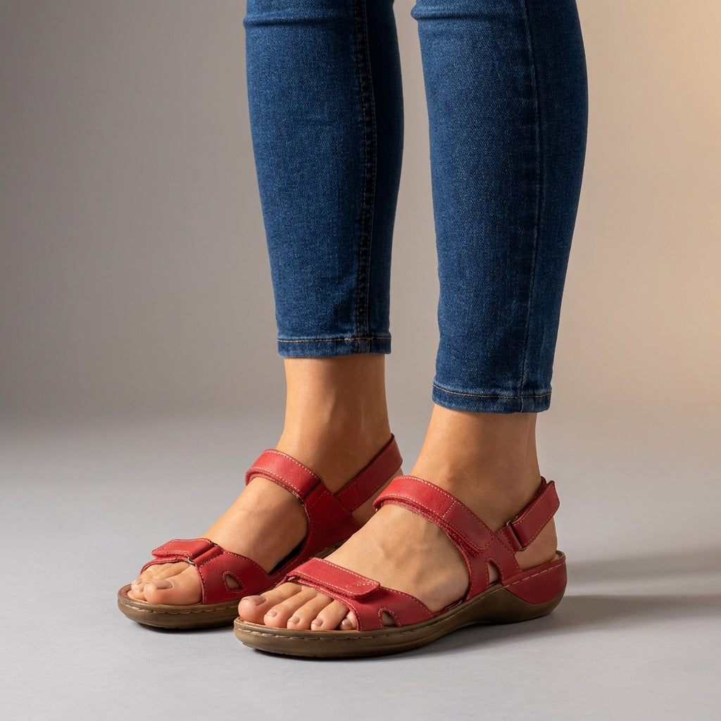 Comfort Sandals Adjustable Straps Cushioned Sole Brown