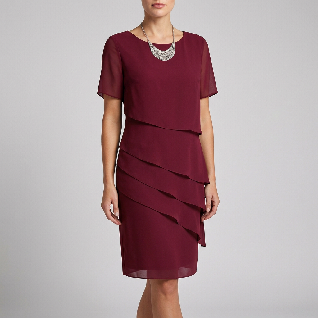 Women's Tiered Dress Ruffled Sleeves Sheer