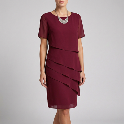 Women's Tiered Dress Ruffled Sleeves Sheer