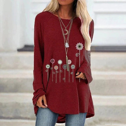 Women's Embroidered Sweatshirt Soft Floral Black