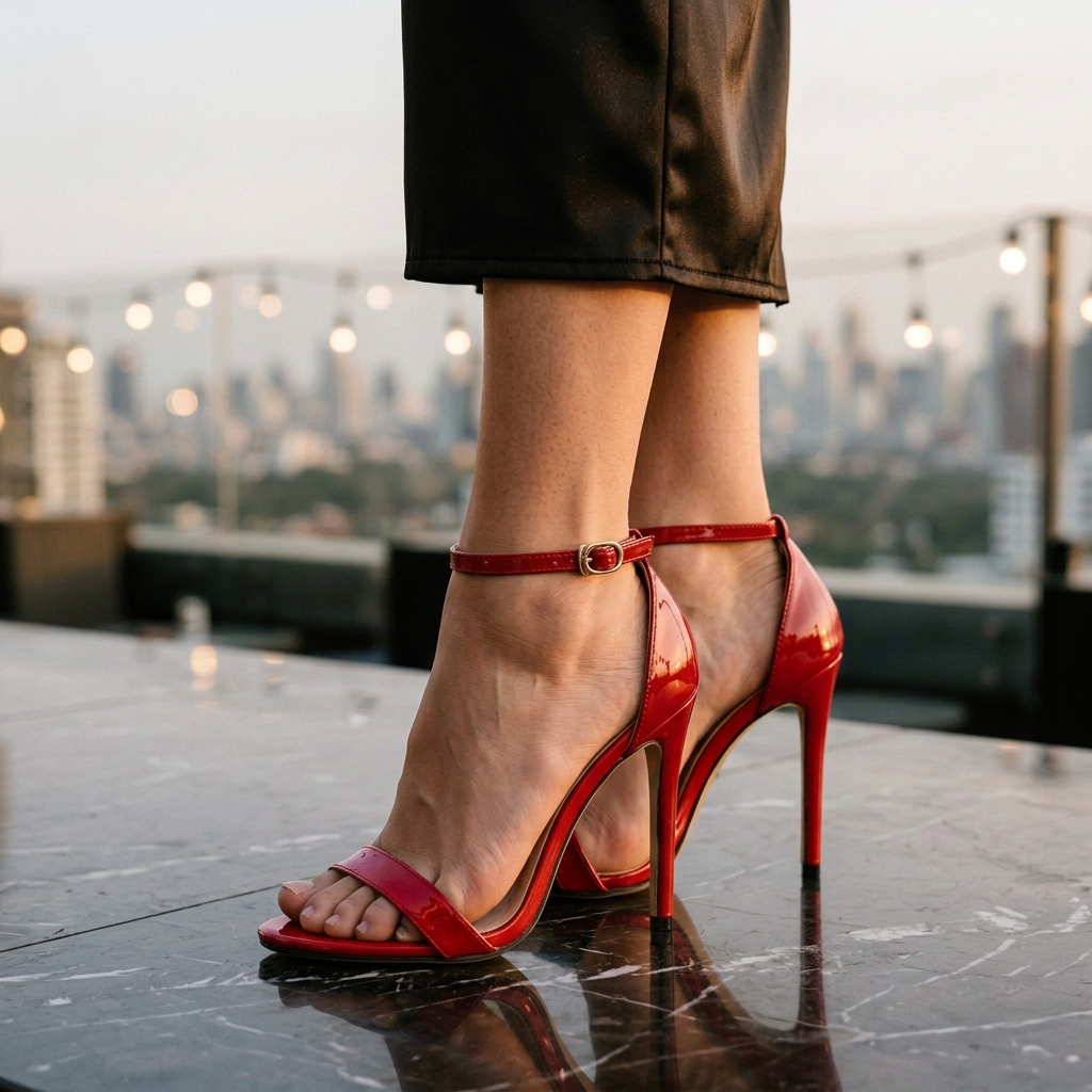 Women's High Heel Sandals Ankle Strap Black