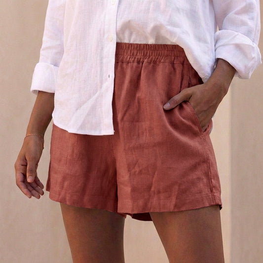 Women's High-Waist Elastic Shorts with Pockets - Vonnera