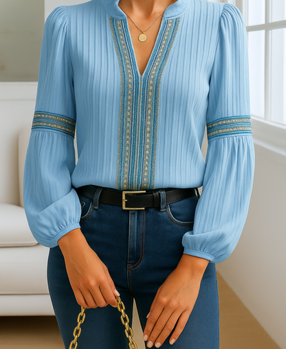 Women's Vintage V Neck Blouse