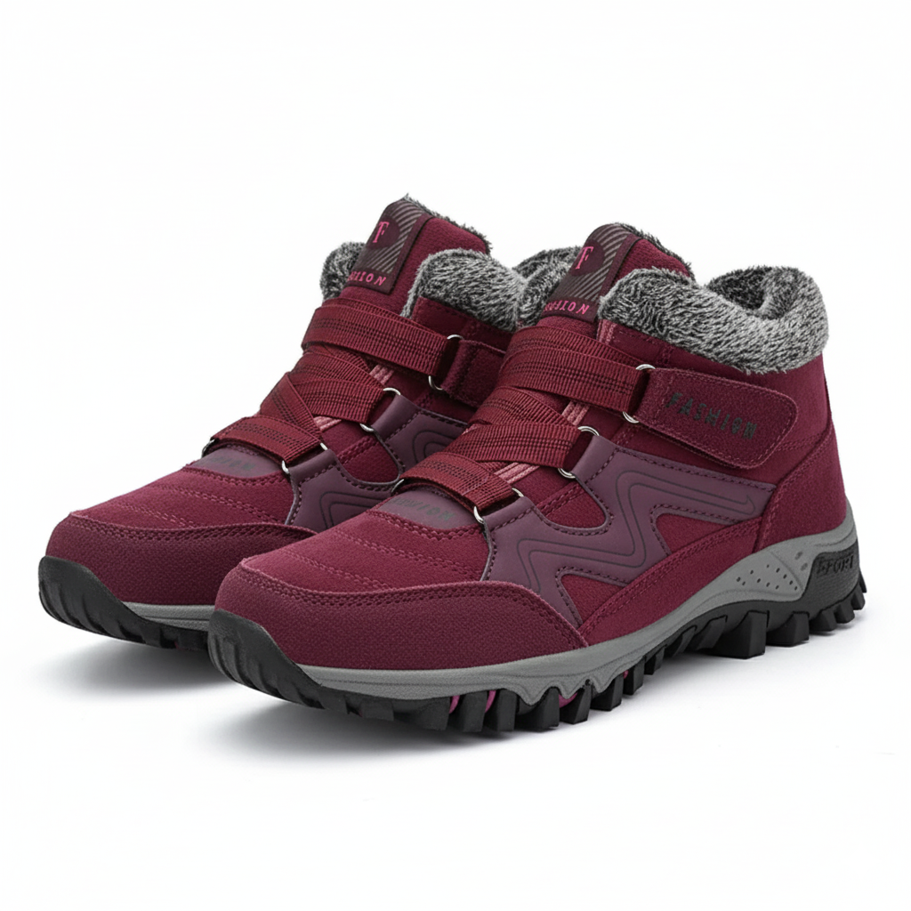 Women's Ankle Boots Lug Sole Hook Strap Design
