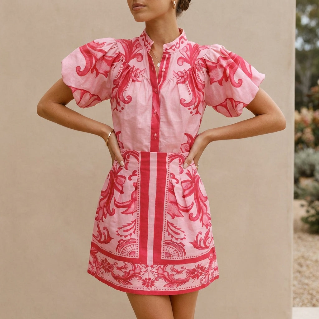 Women's Mini Dress Puff Sleeve A-Line Silhouette - Vonnera