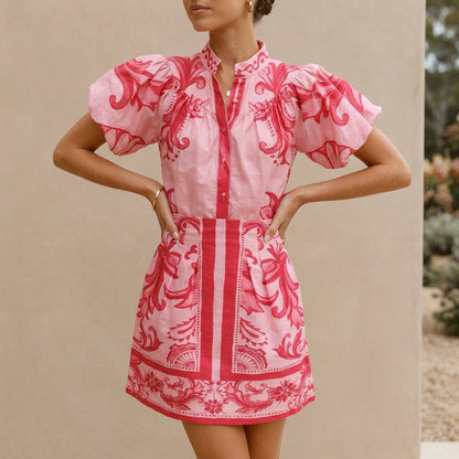Women's Mini Dress Puff Sleeve A-Line Silhouette - Vonnera