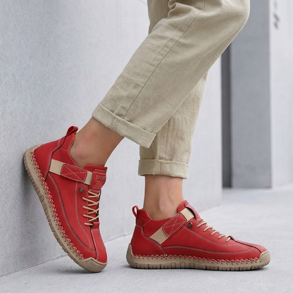 Mens Lace Up Sneakers Leather Moc Toe Brown
