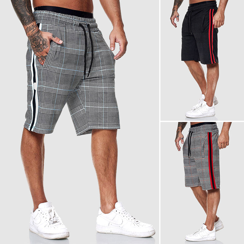 Men's Plaid Shorts Side Stripe