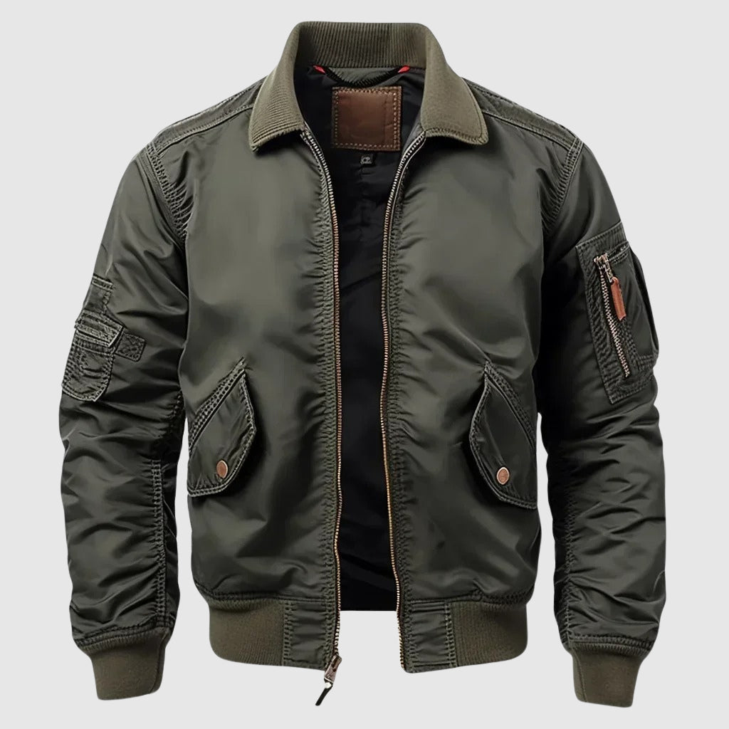 Men's Bomber Jacket Lightweight Nylon Urban Style Black - Vonnera