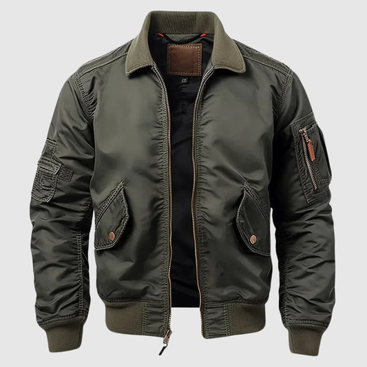 Men's Bomber Jacket Lightweight Nylon Urban Style Black - Vonnera