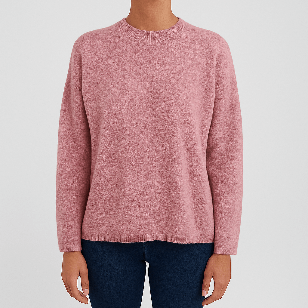 Women's Soft Knit Sweater Relaxed Fit Round Neck - Vonnera