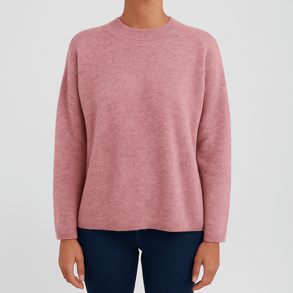 Women's Soft Knit Sweater Relaxed Fit Round Neck - Vonnera