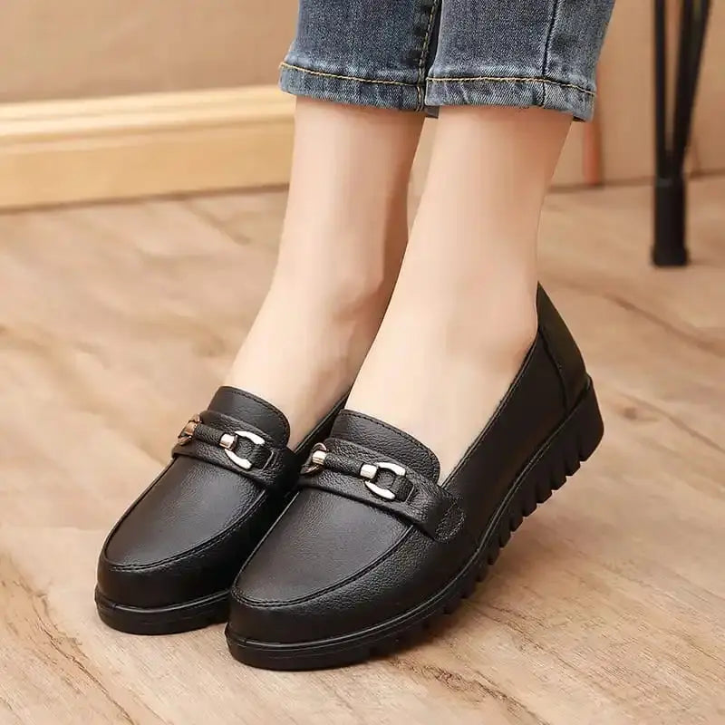 Women's Round Toe Ballet Flats Black Comfortable - Vonnera