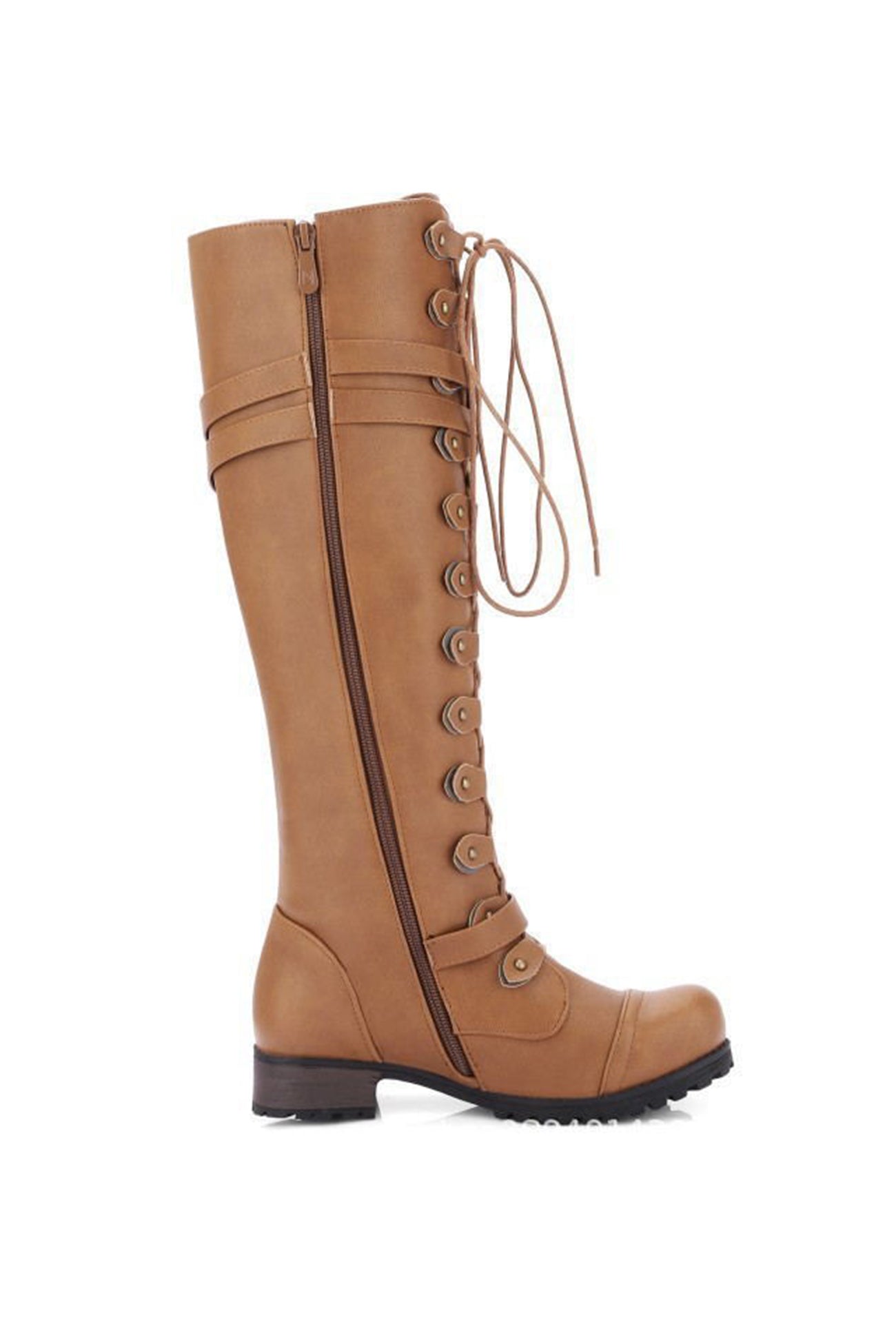 Women's Black Knee High Round-Toe Boots - Vonnera