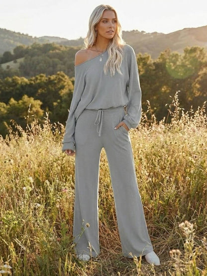 Women's Cropped Sweatshirt Lounge Set