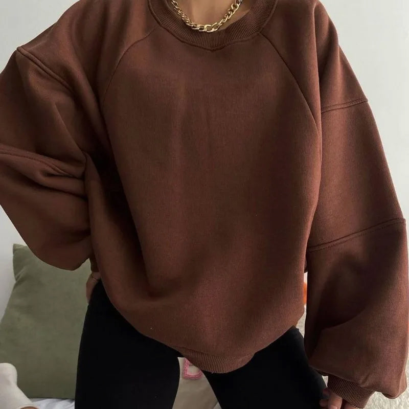 Women's Cotton Blend Sweatshirt Soft Crew Neck Long Sleeve Casual