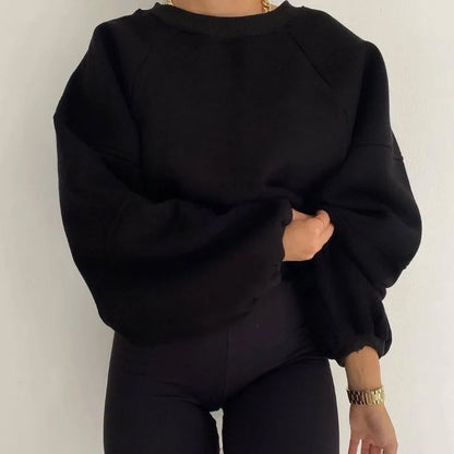 Women's Oversized Sweater Round Neck Long Sleeves Cozy