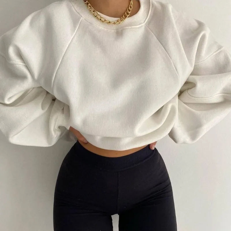 Women's Long Sleeve Sweater Soft Knit Round Neck Beige