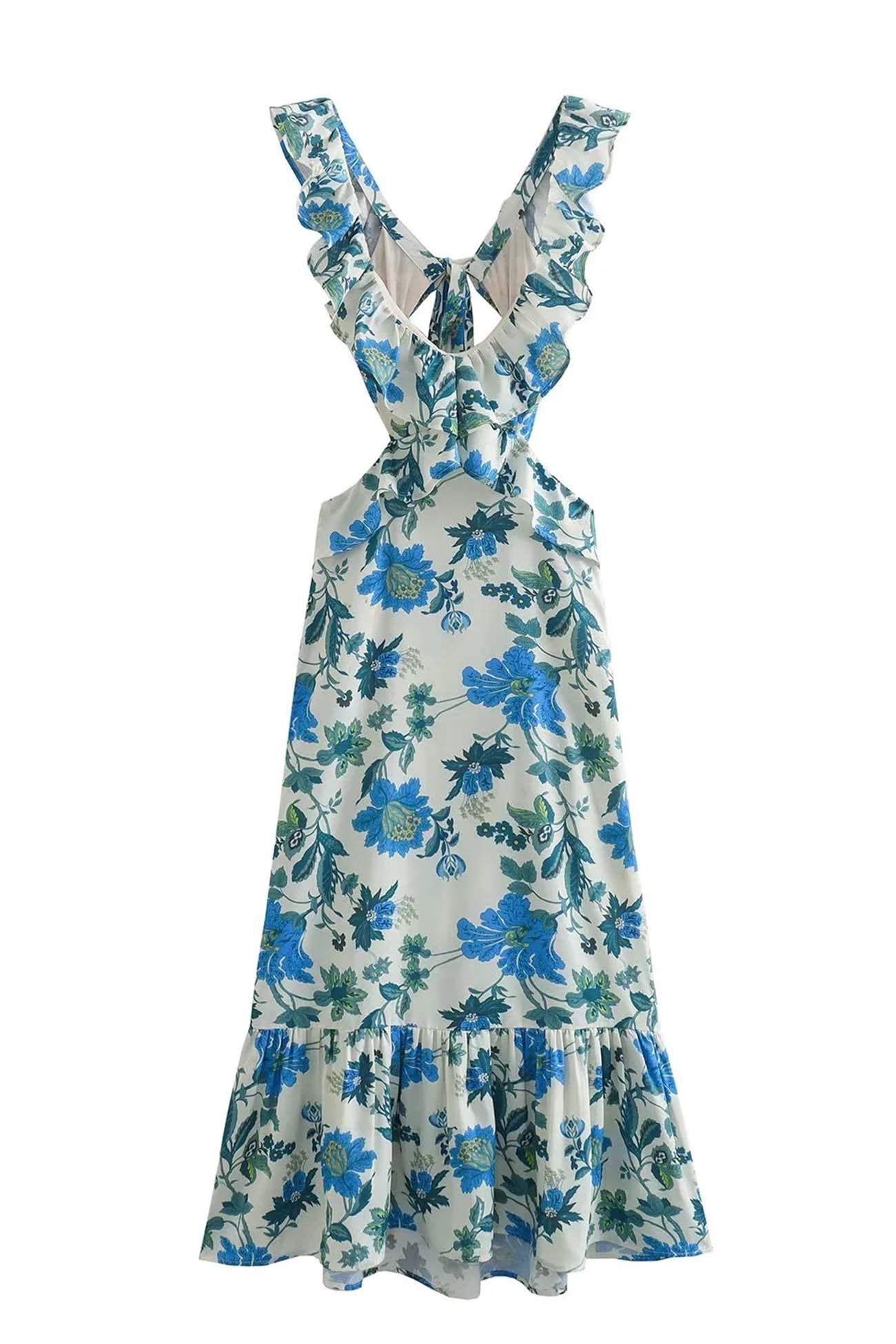 Women's Maxi Dress Sleeveless Ruffle Straps