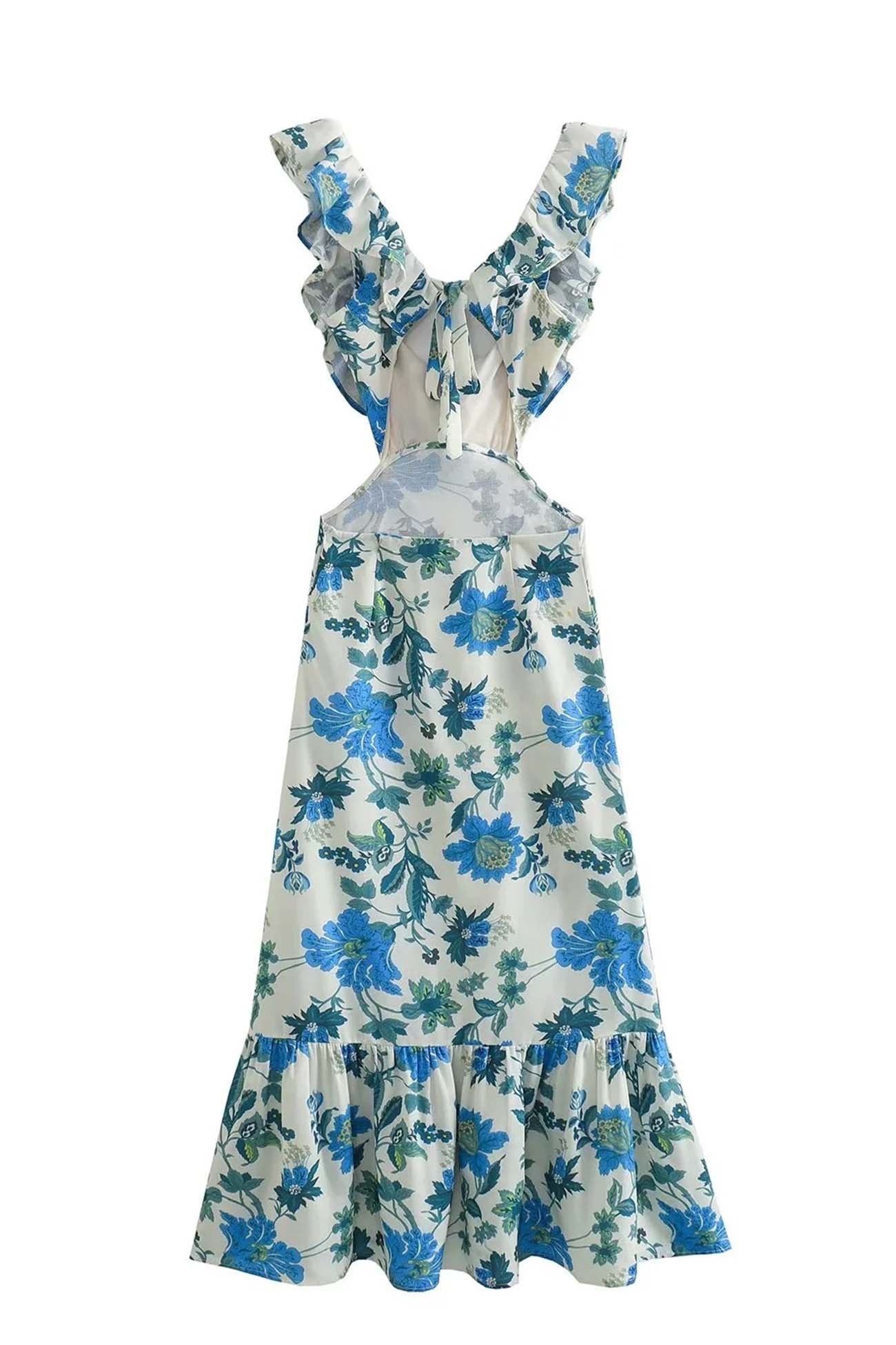Women's Maxi Dress Sleeveless Ruffle Straps