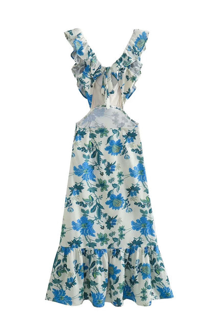 Women's Maxi Dress Sleeveless Ruffle Straps