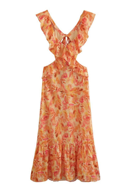 Women's Maxi Dress Sleeveless Ruffle Straps