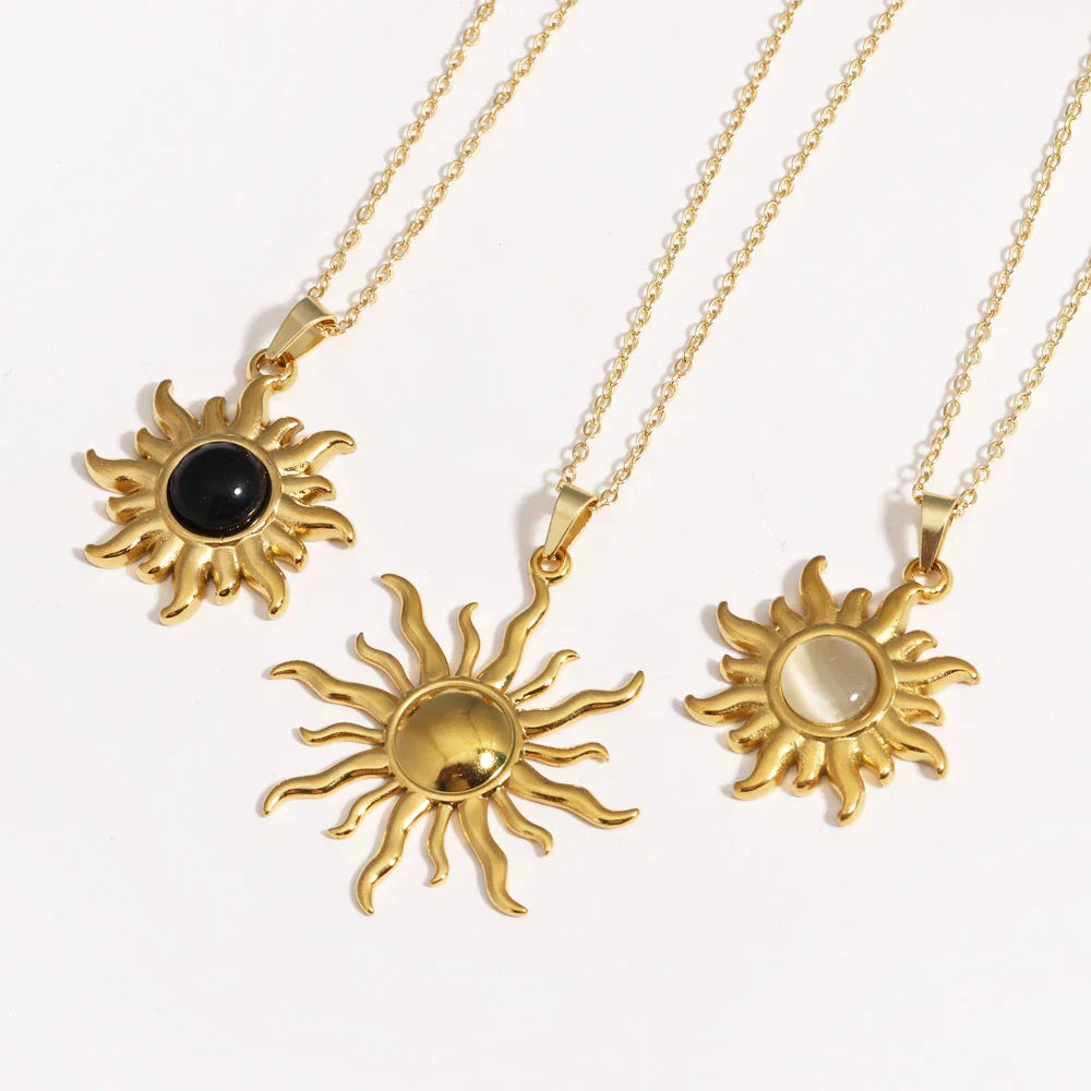 Aurora Spiral Sun Pendant Silver Tone