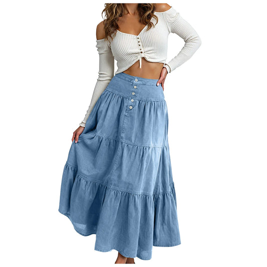 Women's Ruffle Denim Skirt - Vonnera