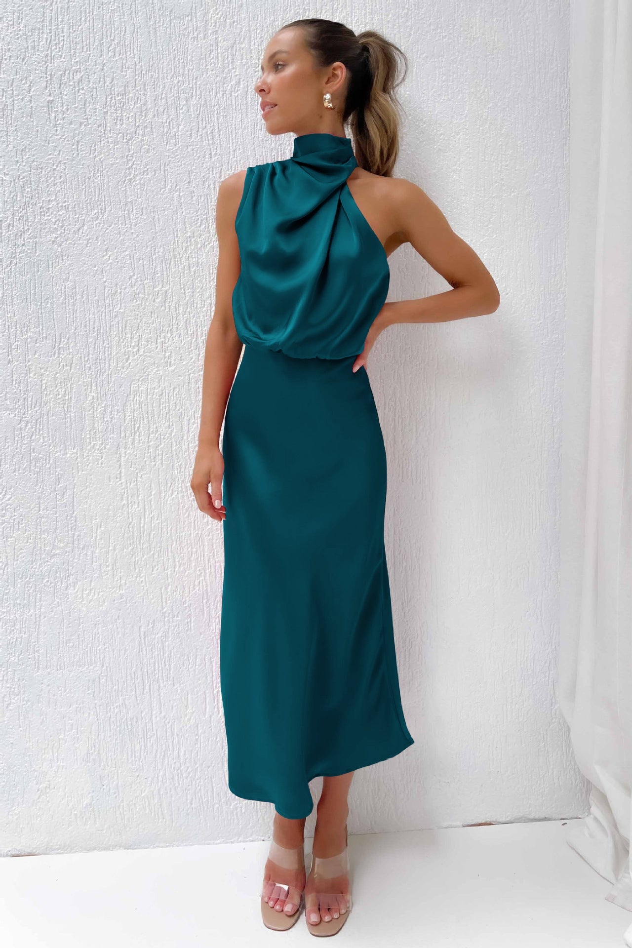 Women's Halter Neck Maxi Evening Dress