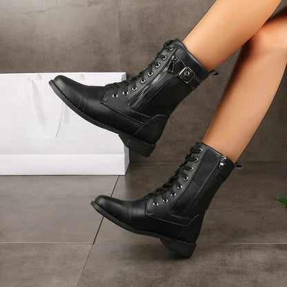 Women's Lace-Up Boots With Side Zip