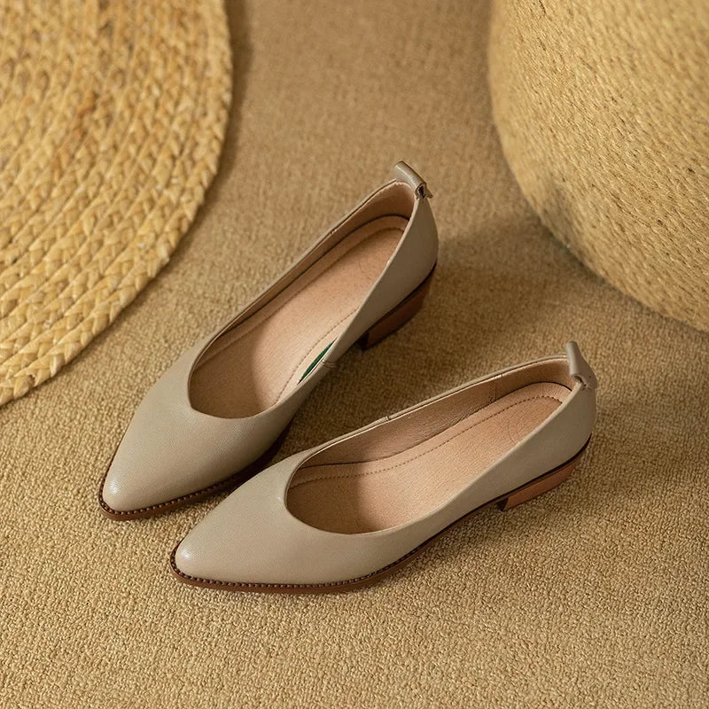 Women's Block Heel Pumps Pointed Toe Slip On Shoes