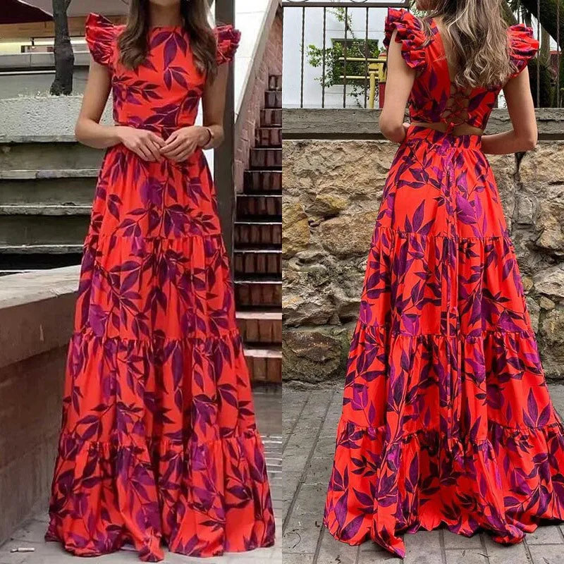Women's Tropical Print Maxi Dress